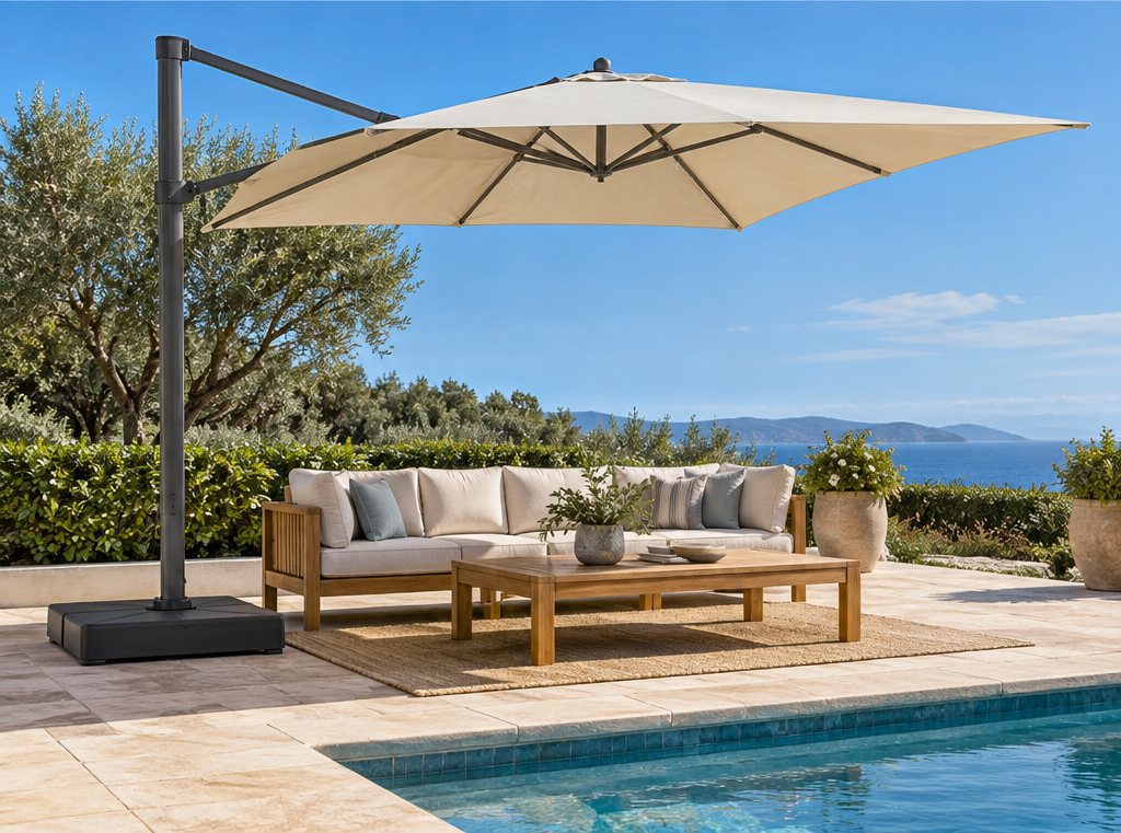 Cantilever Umbrellas: Sizes, Bases & Wind Safety