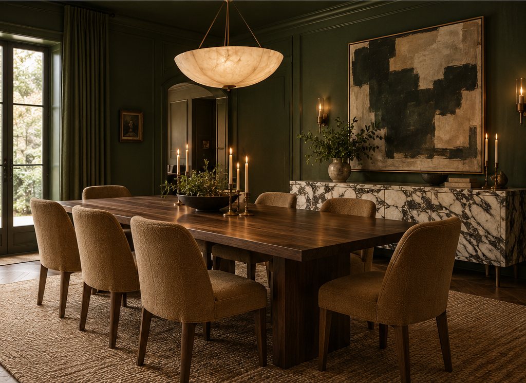 Dining room in cocoa and cream