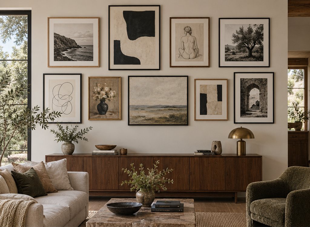 How to Hang Art and Build a Gallery Wall: Heights, Spacing, Layouts