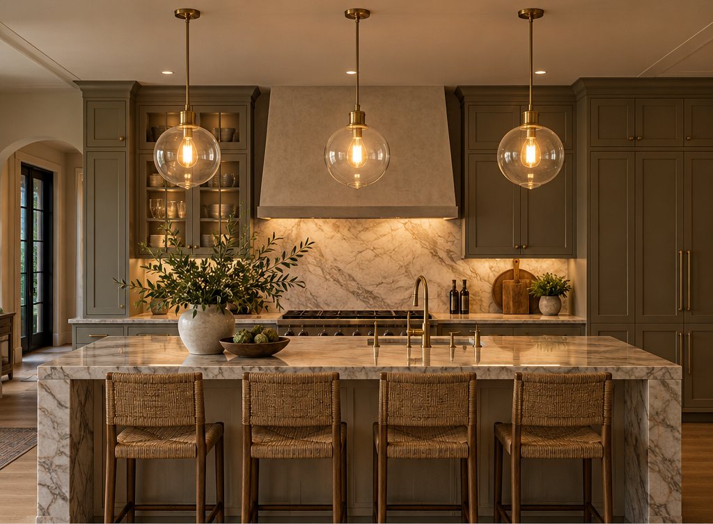 Kitchen Island Pendant Lighting: Number, Size & Hang Height