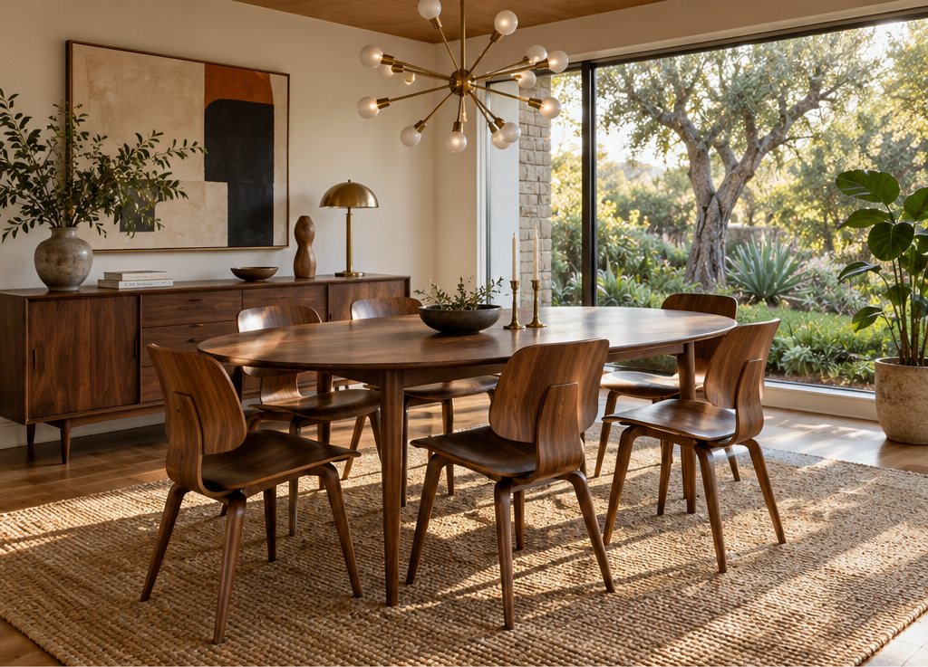Mid-Century Modern Dining Tables: Shapes, Woods & Styling